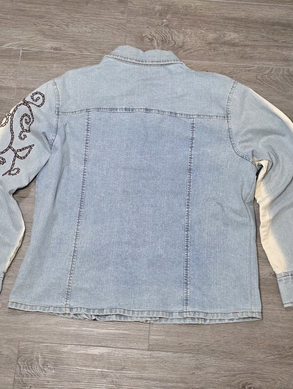 Vintage Y2K Era Foxy Jeans Button Up Denim Shirt-Top Womans Sz L-XL Stretch - Picture 6 of 7